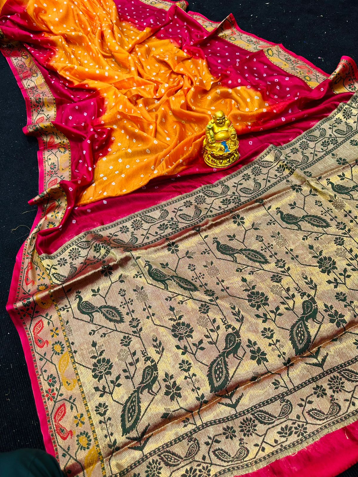 MS Manzar Art Silk Bandhani Printed Sarees Catalog
